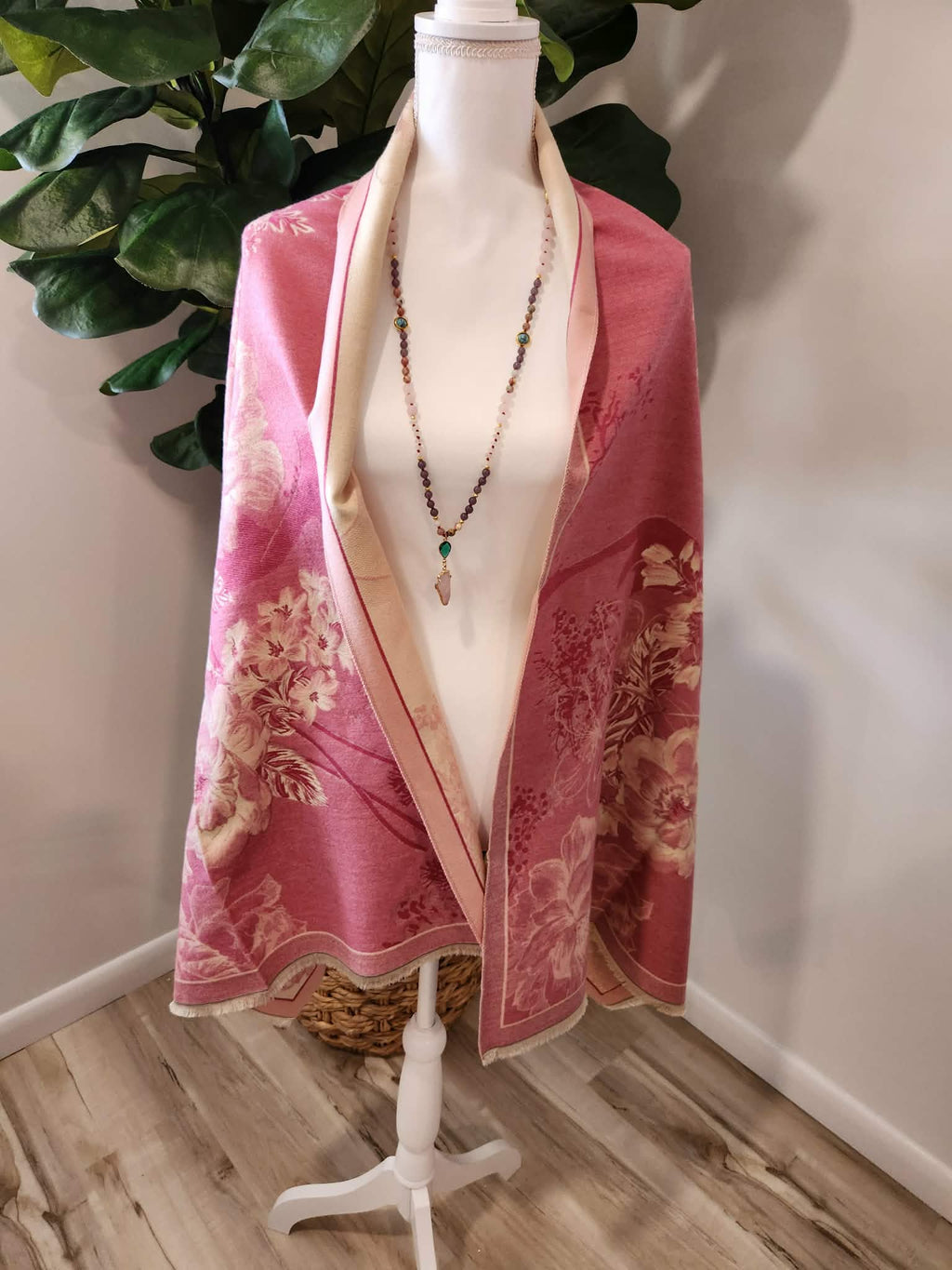 Rose & Baby Pink Scarf/Wrap