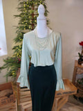J.Crew "Pistachio" Blouse with funnel bell sleeves