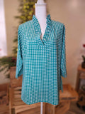 Ruffle tunic in green & white gingham