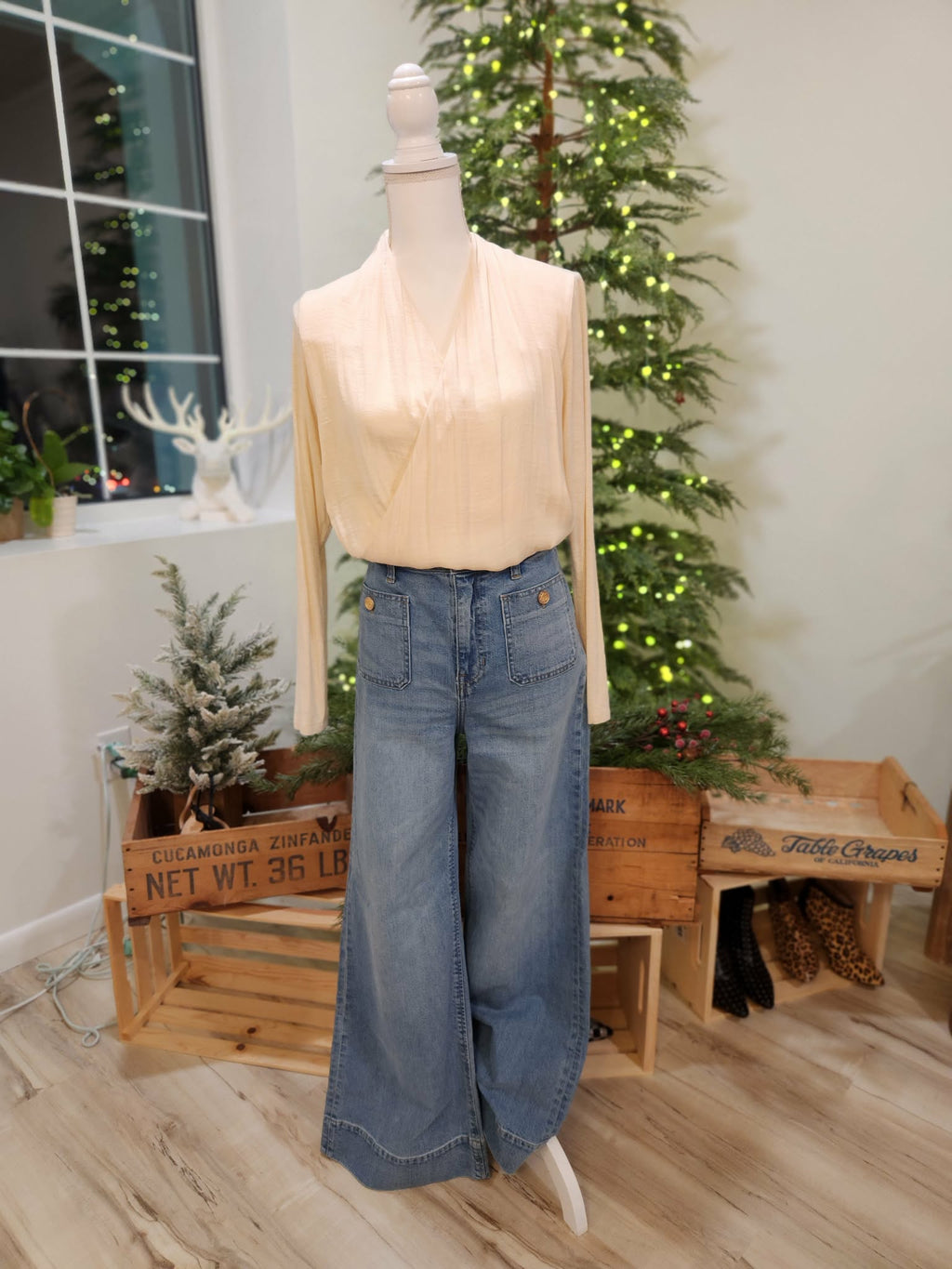 Ivory Wrap Knit Blouse by Dolan