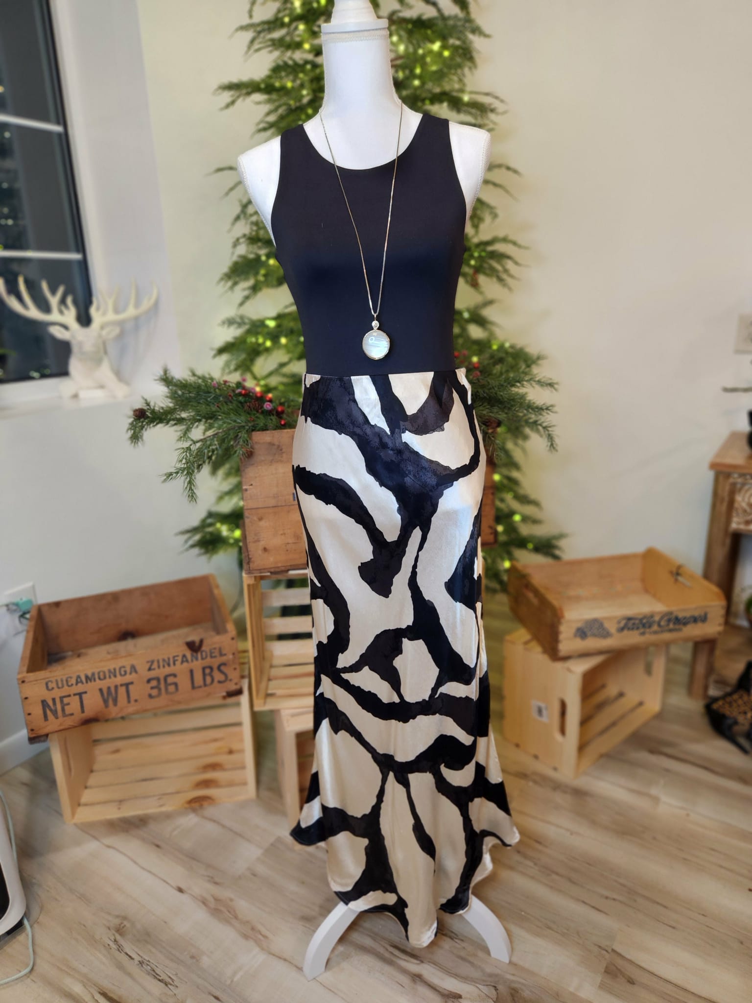 Swirl All Night Satin Midi Skirt