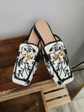 Blank & White Chain Mule - Size 9