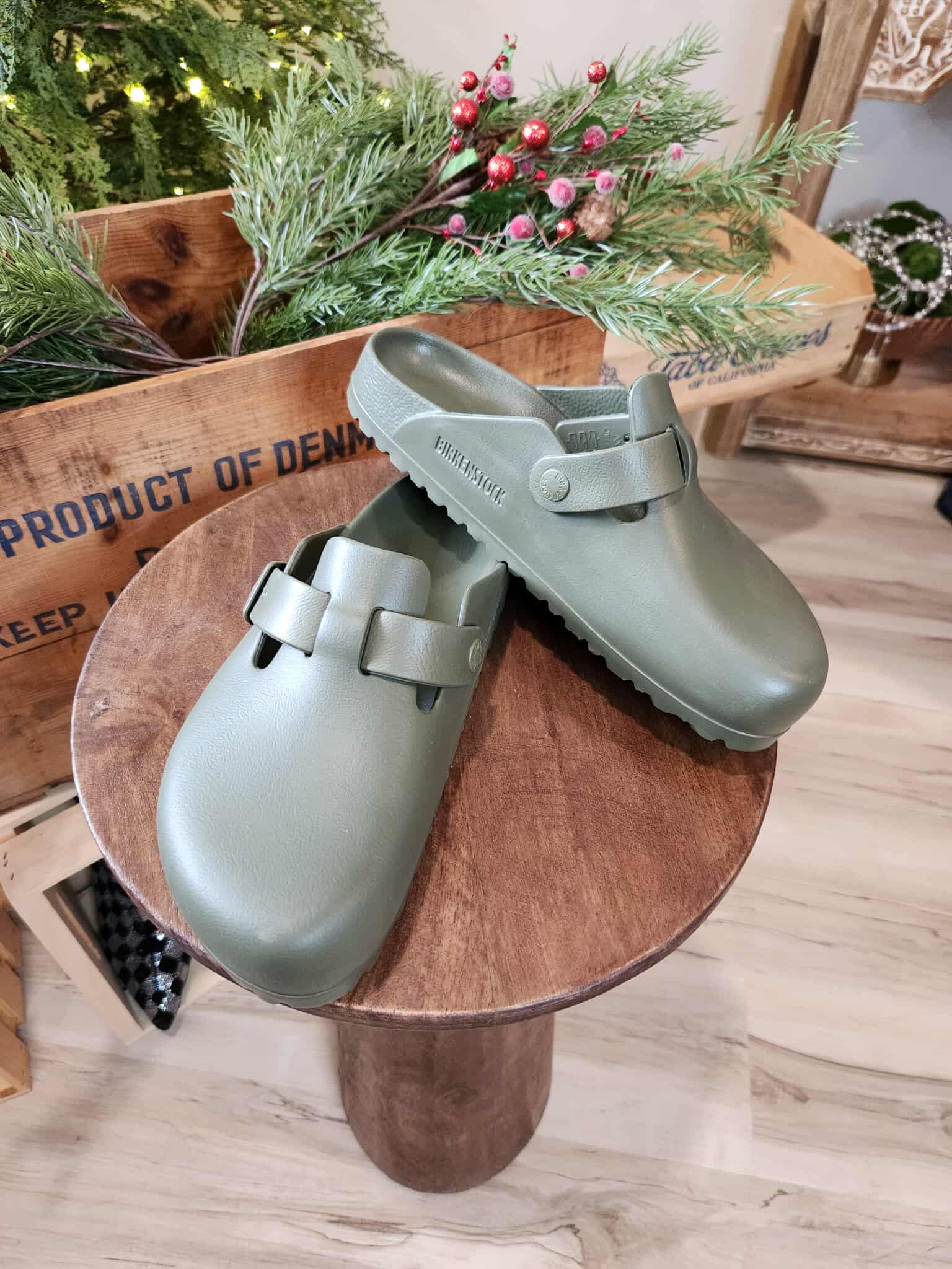 Birkenstock Boston Essentials EVA in Olive Green