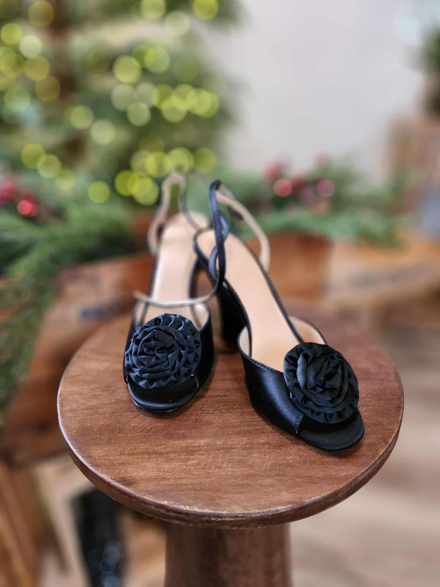 Black Rosette Wedge by The Loft - size 7.5