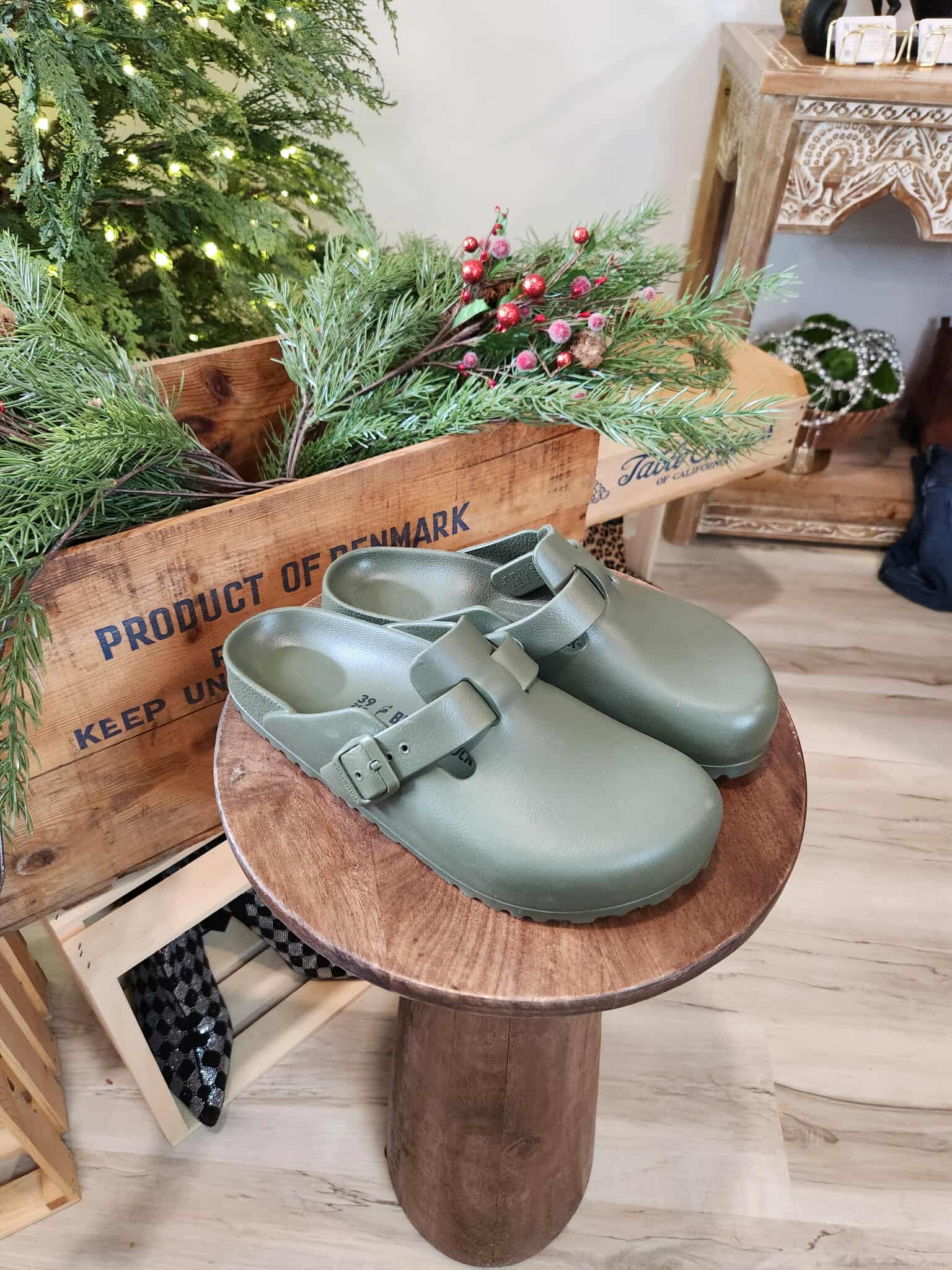 Birkenstock Boston Essentials EVA in Olive Green