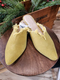 Rag & Co Mustard Yellow Fringe Mule - size 8