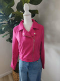 Faux Suede Hot Pink Moto Coat
