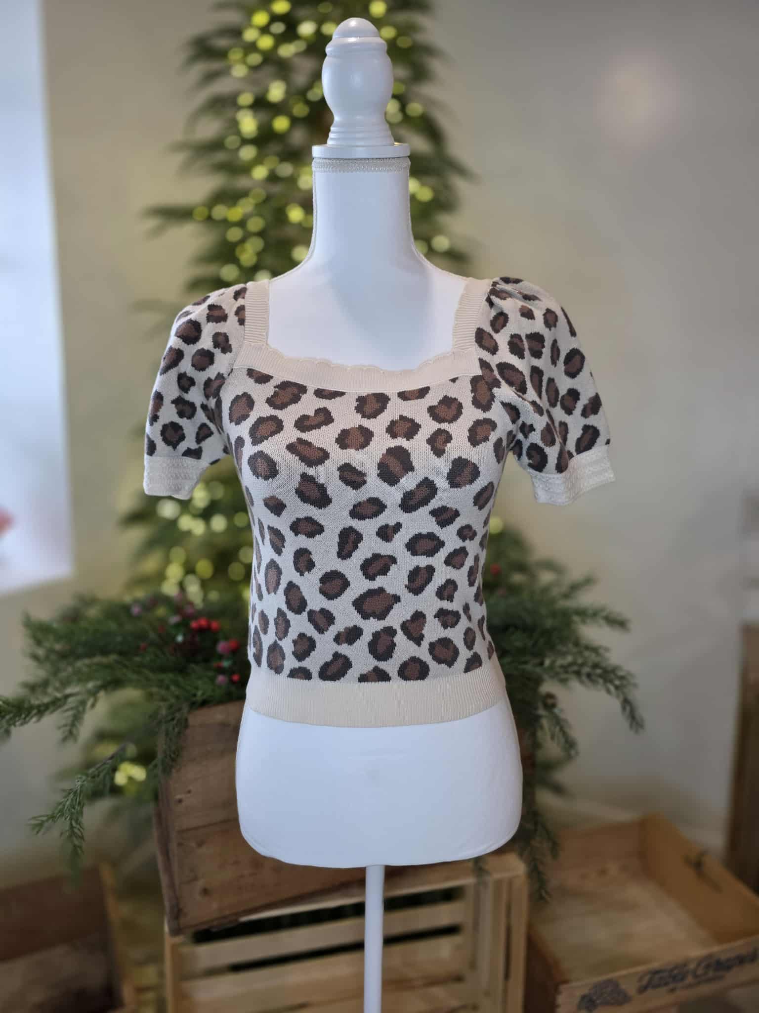 Willow & Wind Animal Print Short Sleeve Sweater