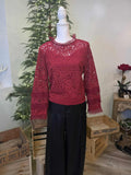 J.Crew Red Lace Mockneck Blouse