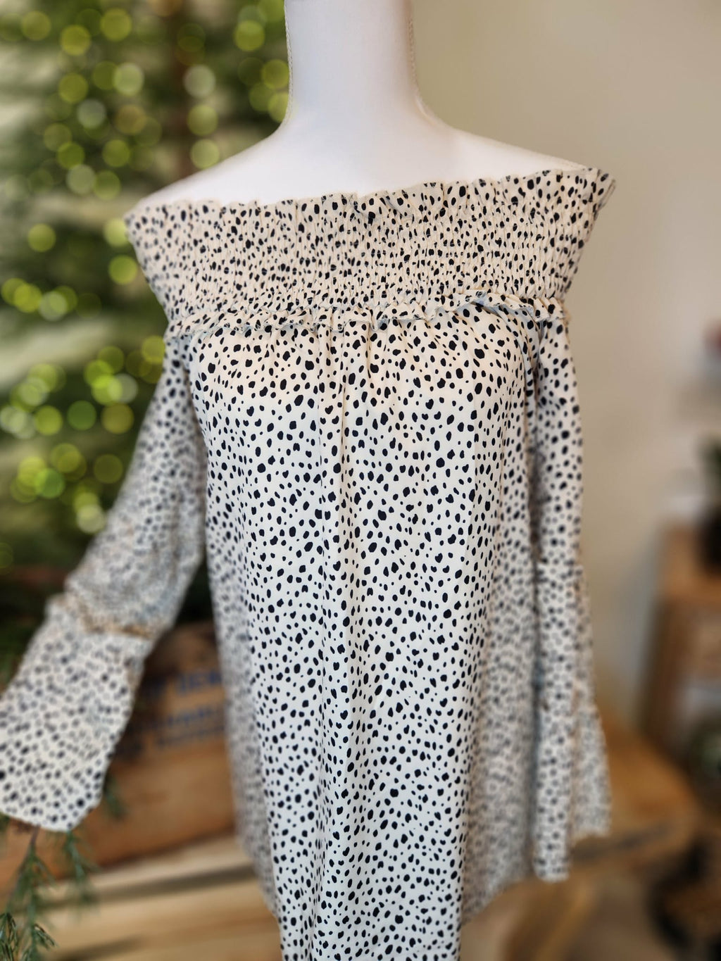 Off the Shoulder Animal Print Tunic