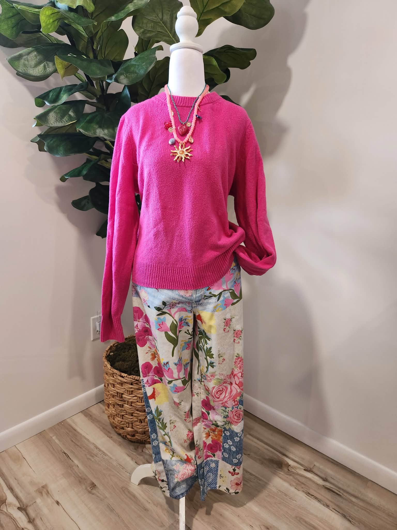 Boho Floral Patchwork Wide Leg Jean