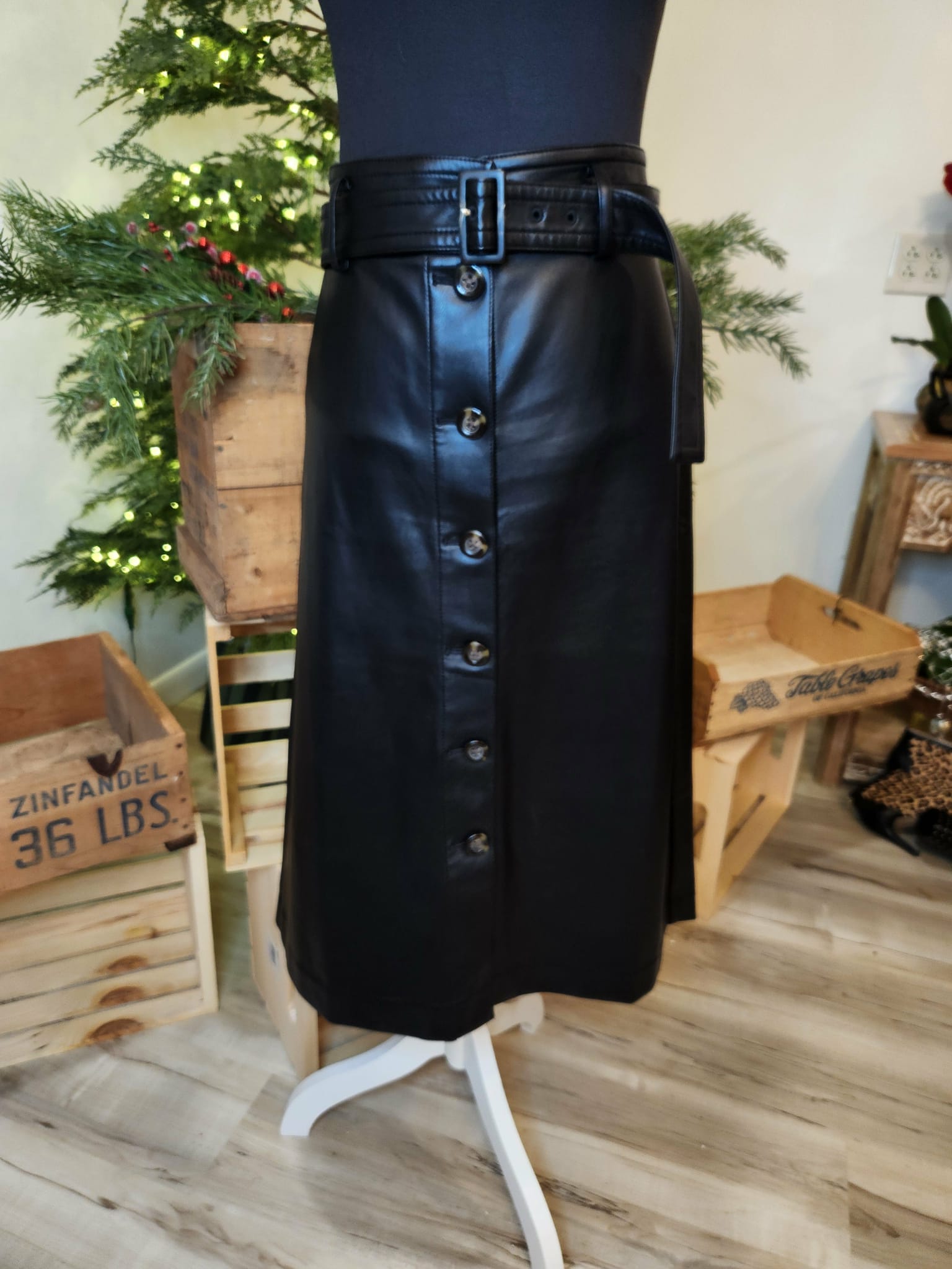 Ann Taylor Black Faux Leather Pencil Skirt