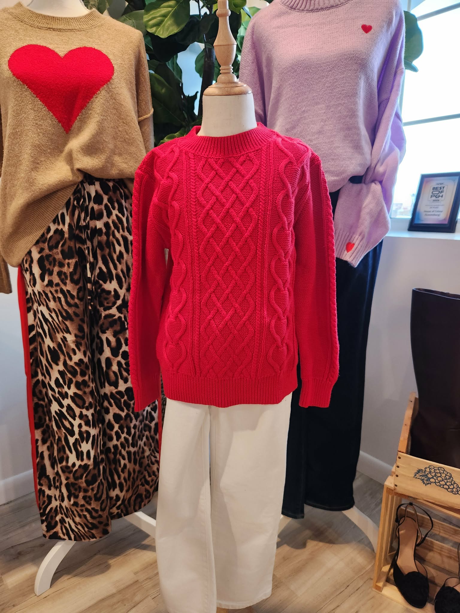 Heart Cable Knit Cotton Sweater by CrewCuts