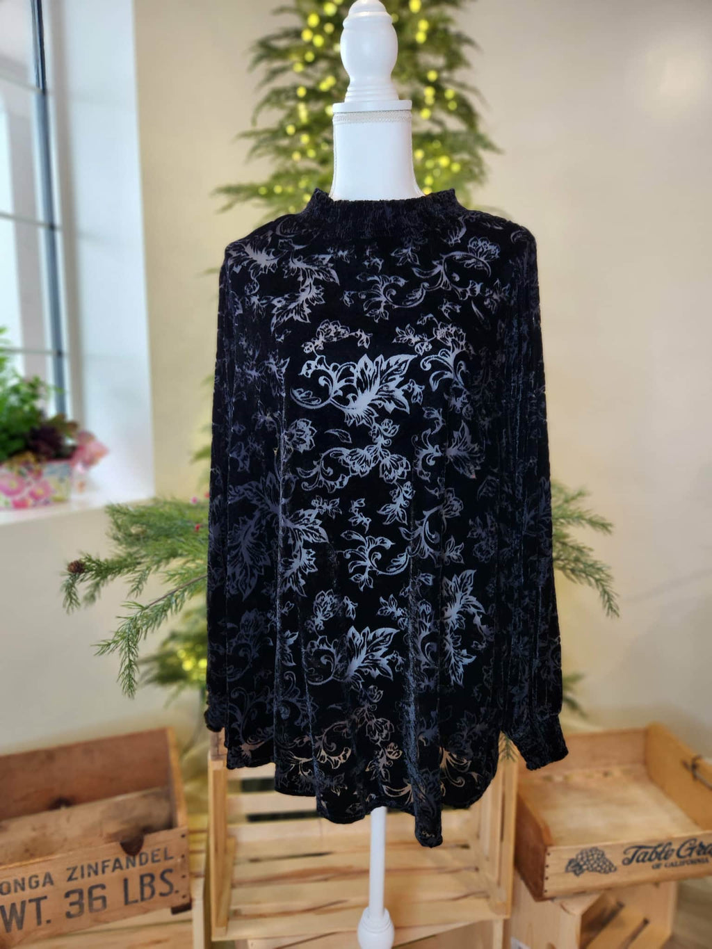 Torrid Black Velvet Burnout Mockneck