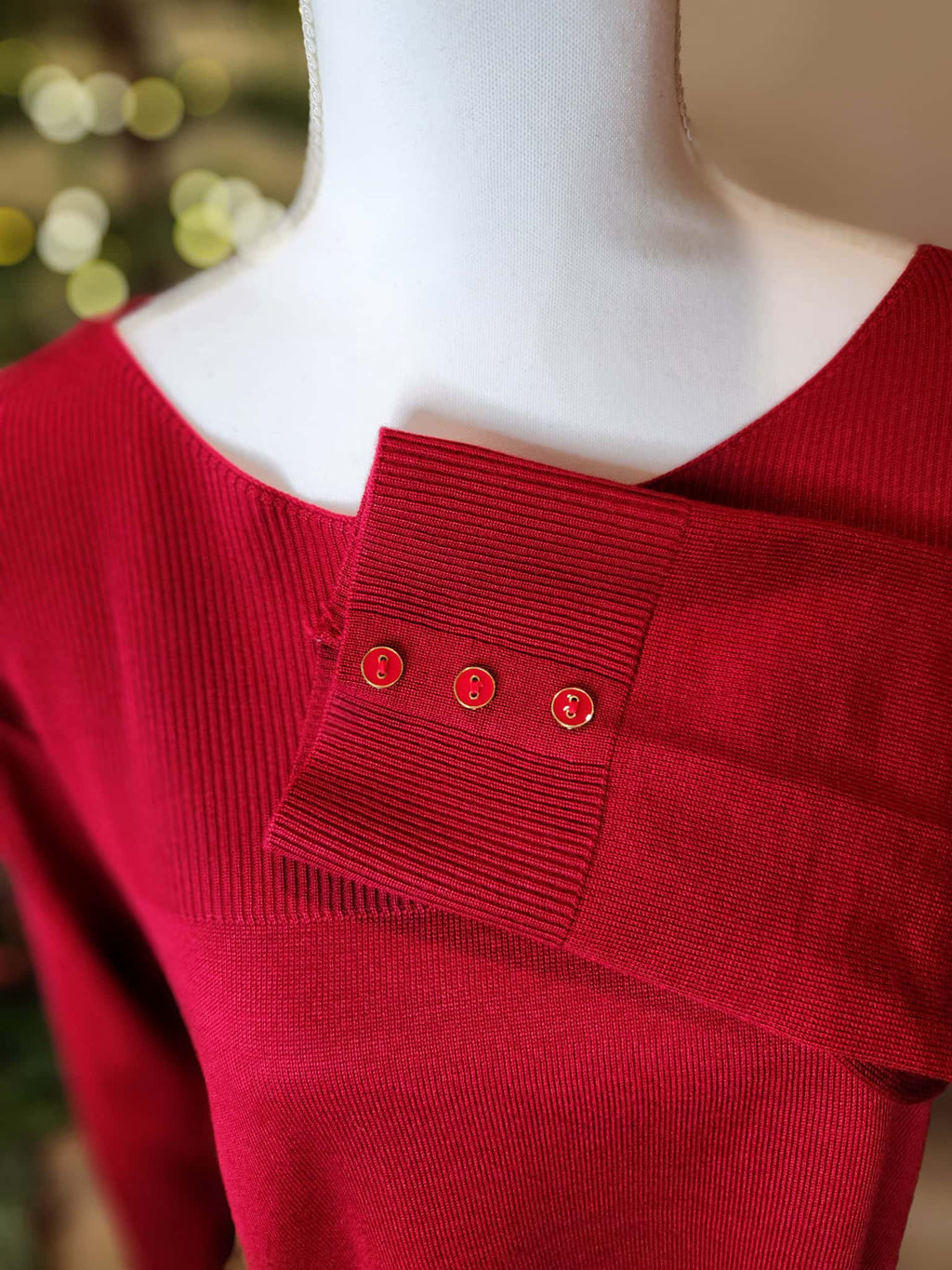 Holiday True Red Boatneck Sweater by Cable & Gauge
