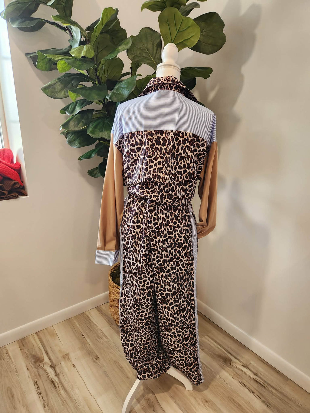 Out of the Wild Leopard Print & Blue/White Striped Set
