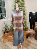 Tahari plaid zip up knit capelet