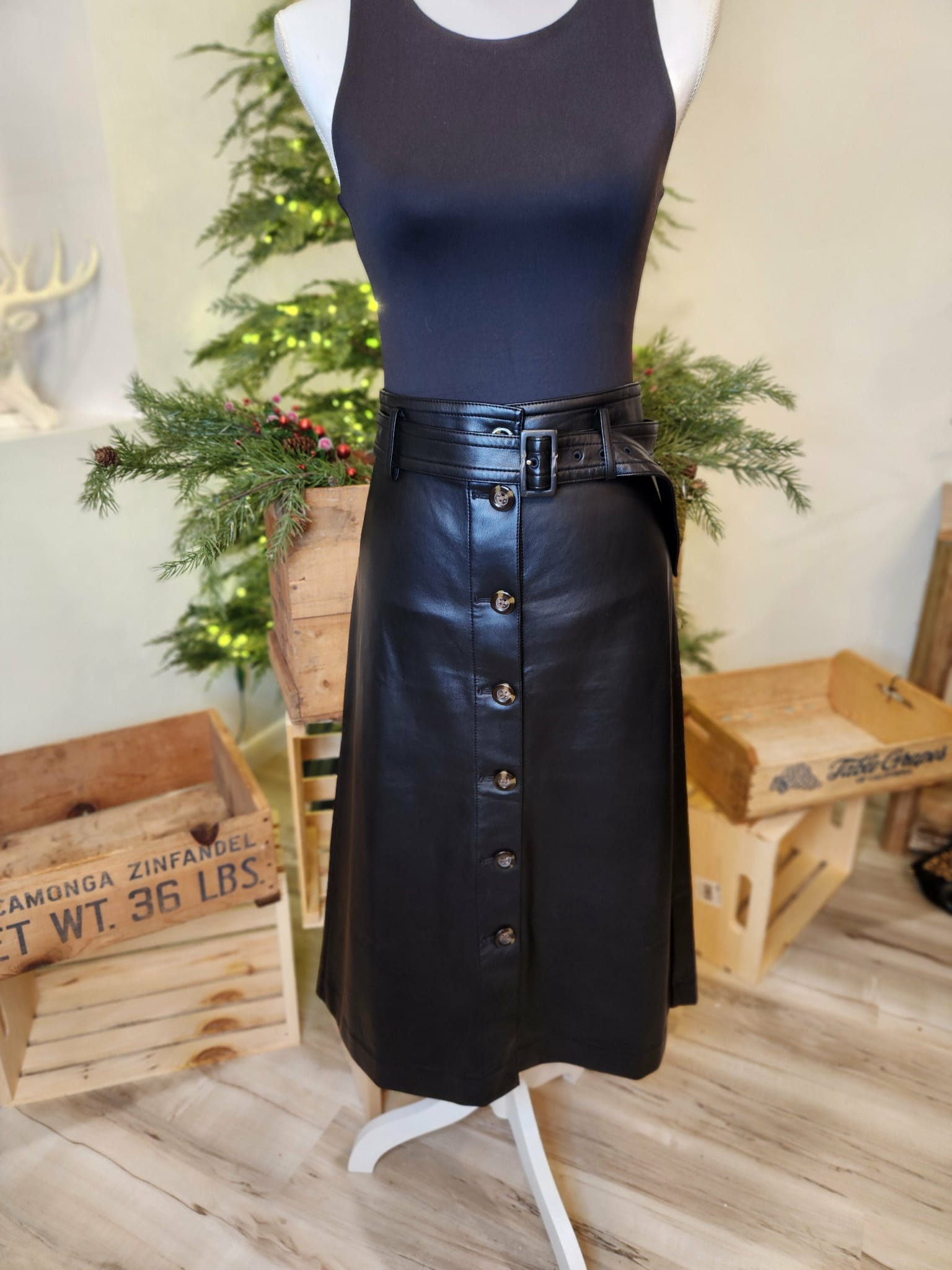 Ann Taylor Black Faux Leather Pencil Skirt
