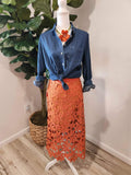 Women's Floral Lace Cut-out Skirt