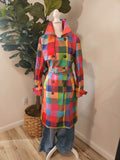 Plaid Double Breasted Trench Coat in Rainbow