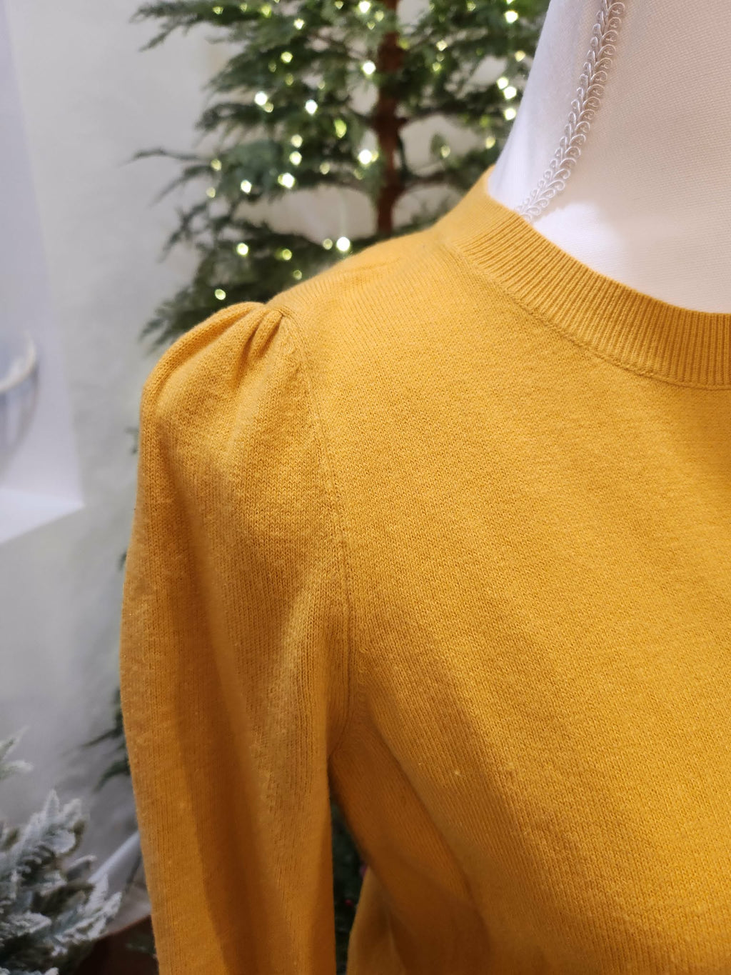 Mustard yellow, puff sleeve Sweater by the Loft