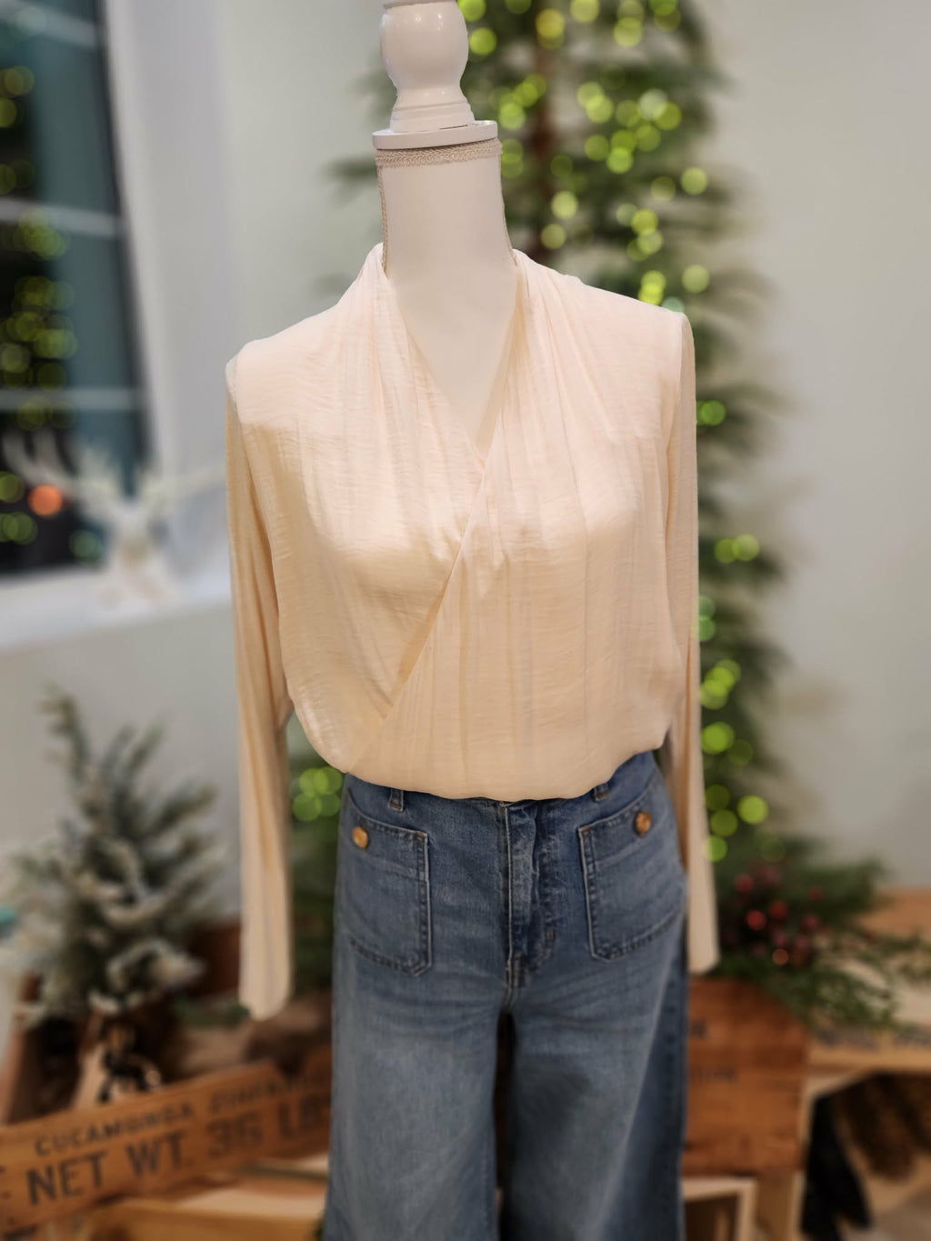 Ivory Wrap Knit Blouse by Dolan