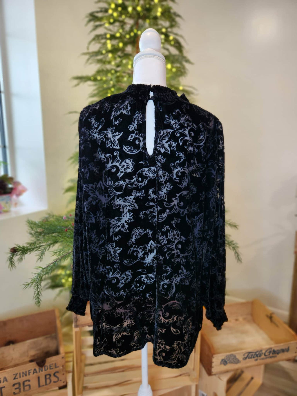Torrid Black Velvet Burnout Mockneck