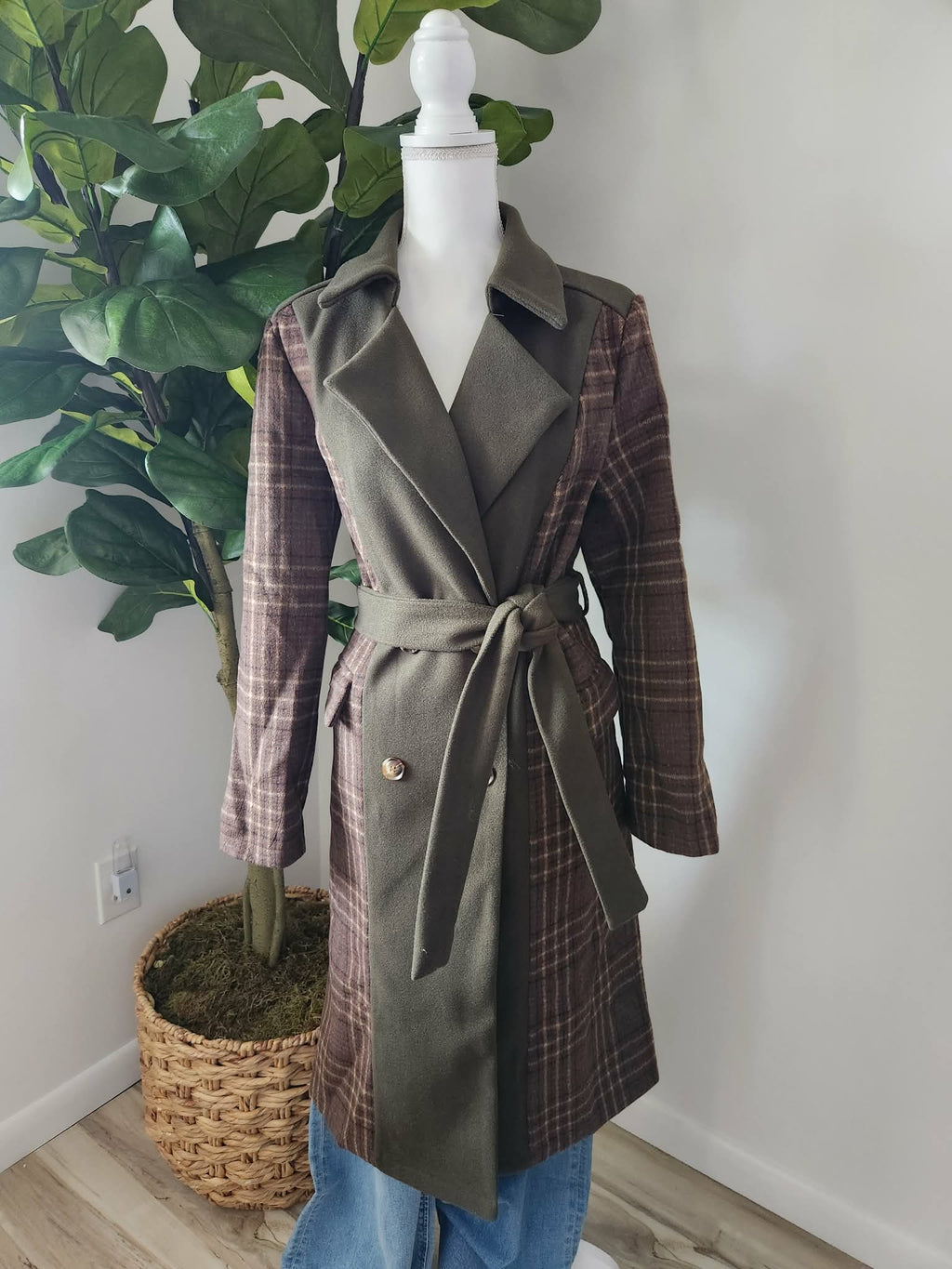 Women's Plaid Patchwork Overcoat