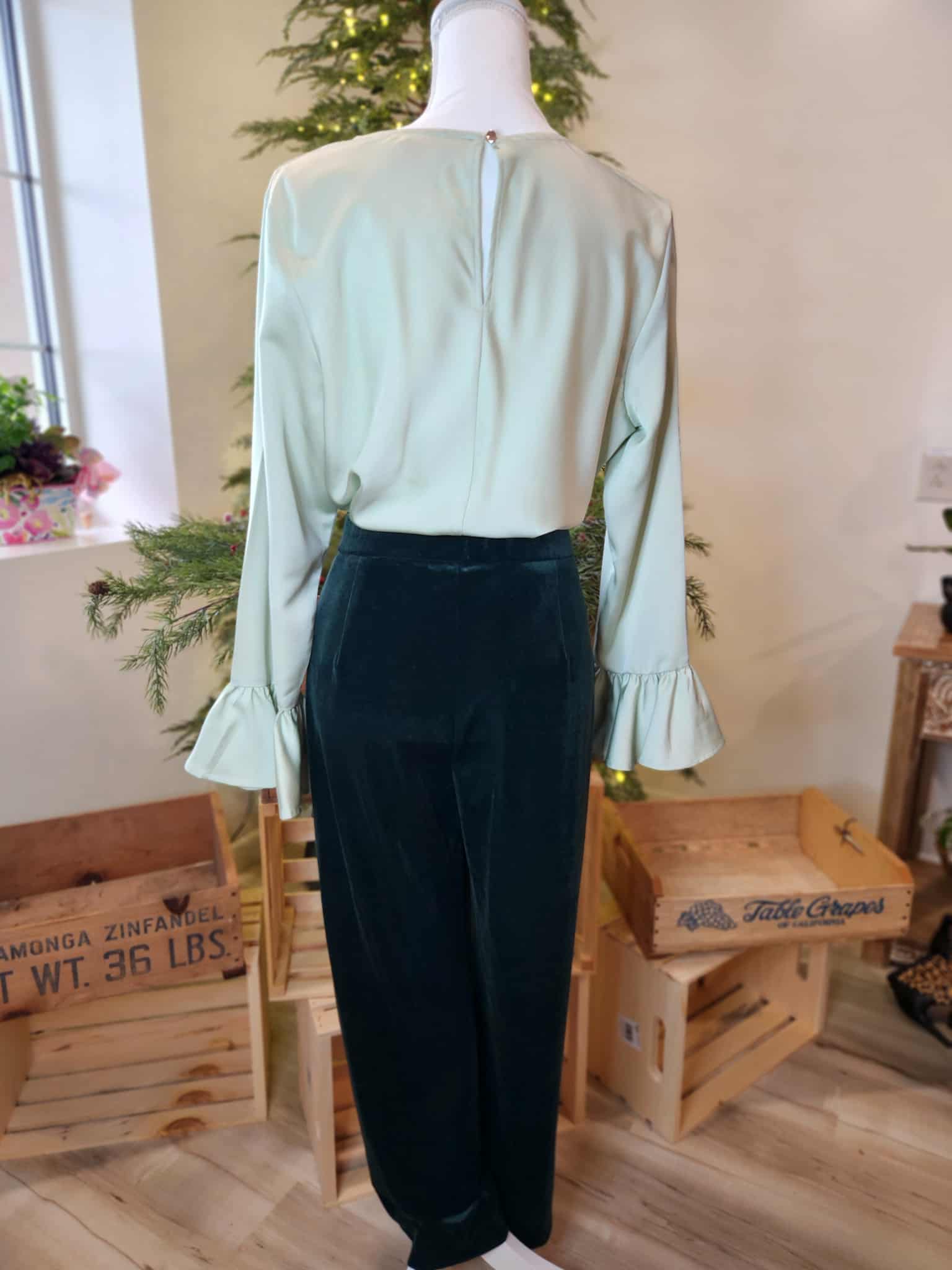 J.Crew "Pistachio" Blouse with funnel bell sleeves